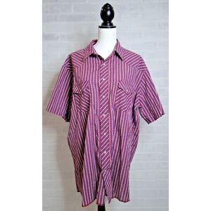 Wrangler Mens 2XL Western  Short Sleeve Pearl Snap Red Plaid‎ Collared Shirt